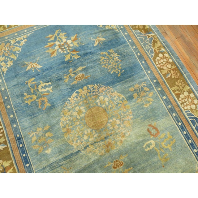 Pale Blue Antique Chinese Rug For Sale - Image 17 of 18