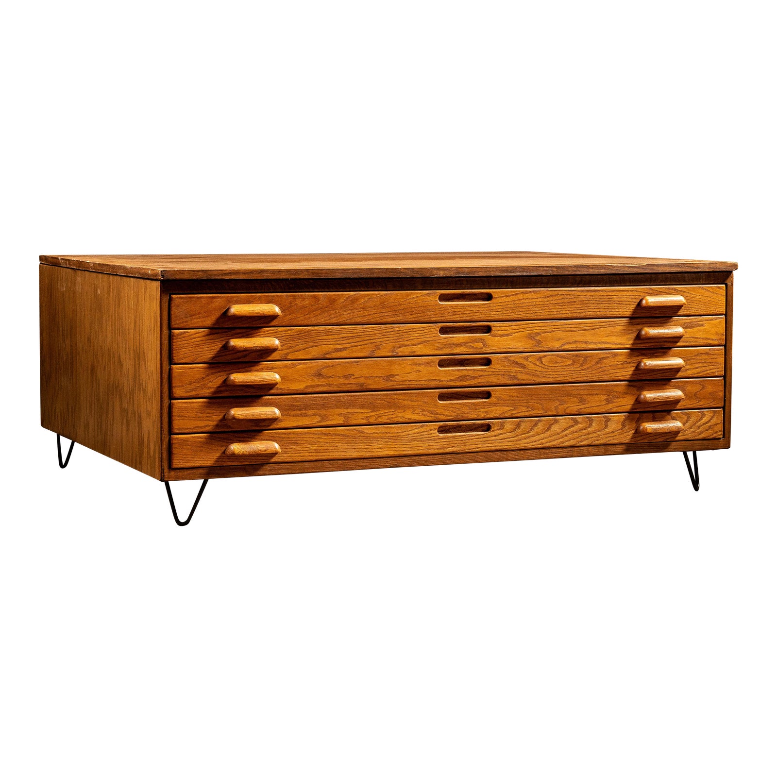 Mid 20th Century Vintage Oak Flat File Coffee Table Chairish