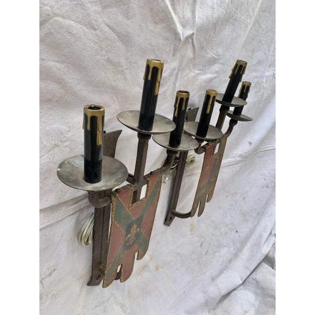 Late 19th Century English Iron Sconces - a Pair For Sale - Image 9 of 12