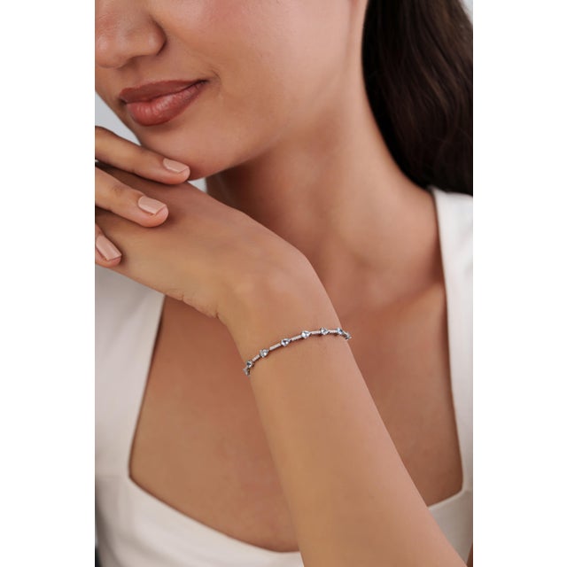 Not Yet Made - Made To Order Mexican 1.61ct Pear Cut Aquamarine & Diamond Tennis Bracelet in 14k White Gold For Sale - Image 5 of 18
