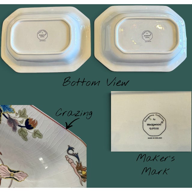 Ceramic Vintage Wedgwood Lotus Georgetown Vegetable Serving Bowls - Pair For Sale - Image 7 of 11