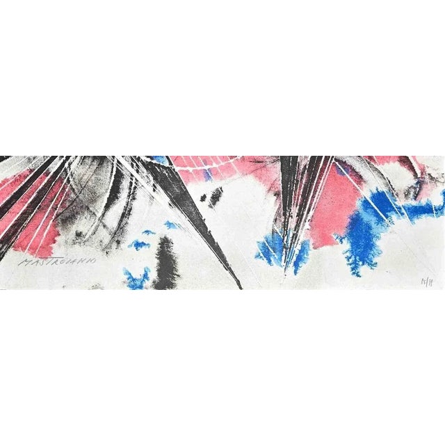 Composition is a contemporary artwork realized by Umberto Mastroianni. Mixed colored lithograph. Hand-signed by the artist...