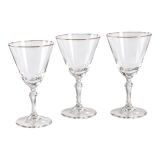 Vintage Fostoria Platinum Trim Goblet Stemware Set of 3 For Sale