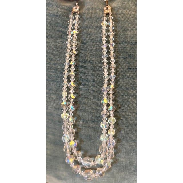 Vintage 1950’s Estate Aurora Borealis Double Strand Necklace For Sale In Los Angeles - Image 6 of 7