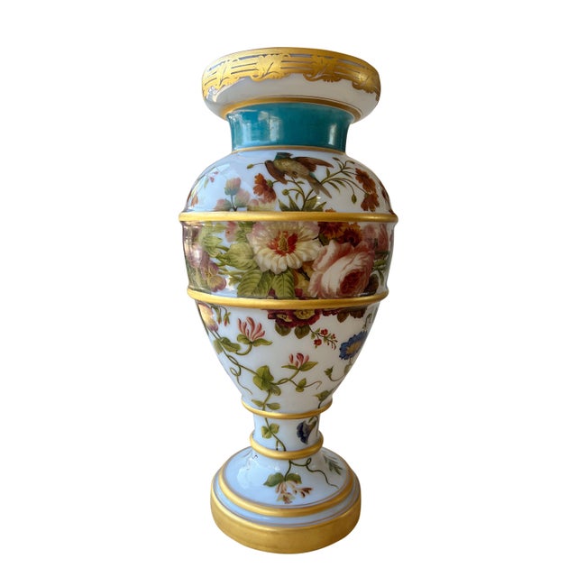 Glass A Very Large French Enameled Opaline Glass Decorated Vase, Circa 1845 For Sale - Image 7 of 7