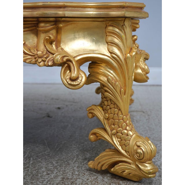 1980s Outstanding Gold Gilt Baroque Style Coffee Cocktail Table For Sale - Image 5 of 13