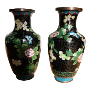 Asian Cloisonne Vases - Pair