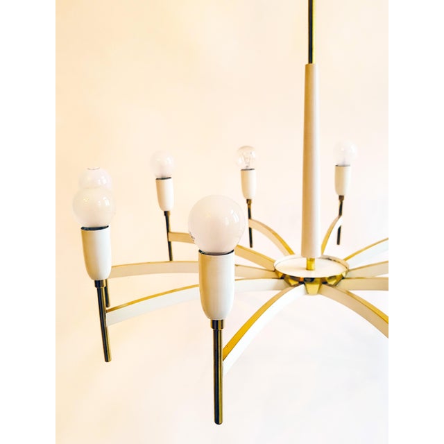 Metal Mid-Century Modern Austrian Brass Chandelier by Rupert Nikoll, 1950s For Sale - Image 7 of 15