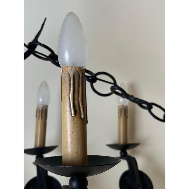 Art Deco Cast Iron Viking Longboat Chandelier, 1940s For Sale - Image 10 of 18