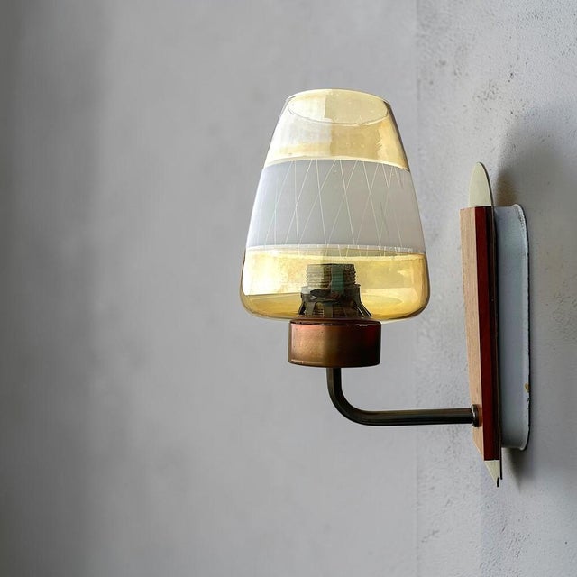 Danish Modern Teak and Etched Glass Wall Sconce, 1960s For Sale - Image 12 of 12