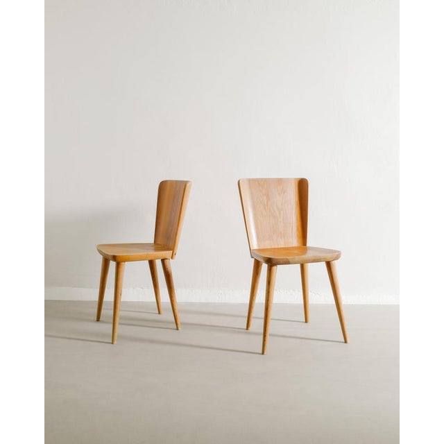 Early Swedish Modern Pine Wooden Dining Chairs by Göran Malmvall, 1940s, Set of 2 For Sale - Image 6 of 6