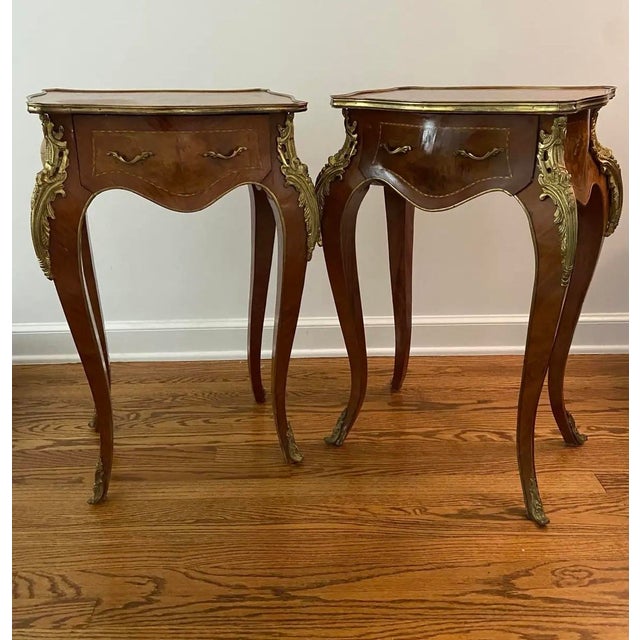 Early 20th Century French Louis XIV Style Tables With Ornate Gold Ormolu Detail - A Pair For Sale - Image 12 of 12