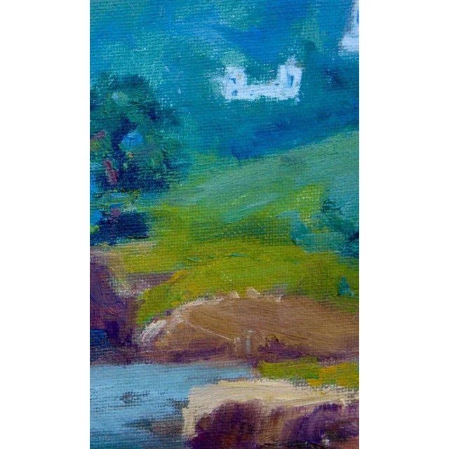 Blue Modern Impressionist Coastal Seascape, Original Oil Painting For Sale - Image 8 of 12