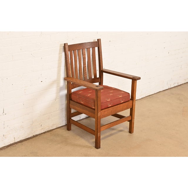 Stickley Brothers Stickley Brothers Antique Mission Oak Arts & Crafts Armchair, Circa 1900 For Sale - Image 4 of 10