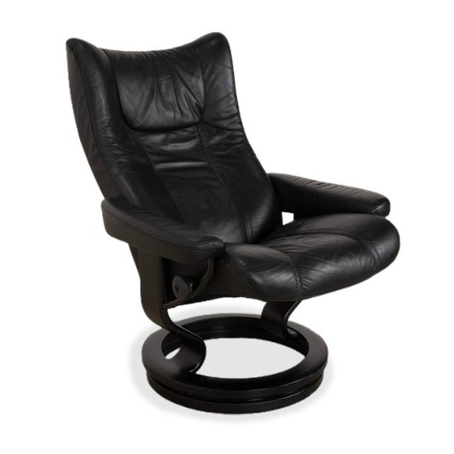 Set of Wing Leather Chair with Ottoman from Stressless For Sale - Image 5 of 18
