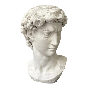 Large Vintage Bust of Michelangelo's David Statue, 23" Tall, Large Base, Ceramic