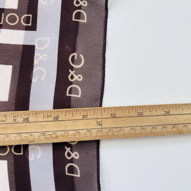 Brown Dolce&Gabbana Brown Printed 100% Silk Scarf For Sale - Image 8 of 8