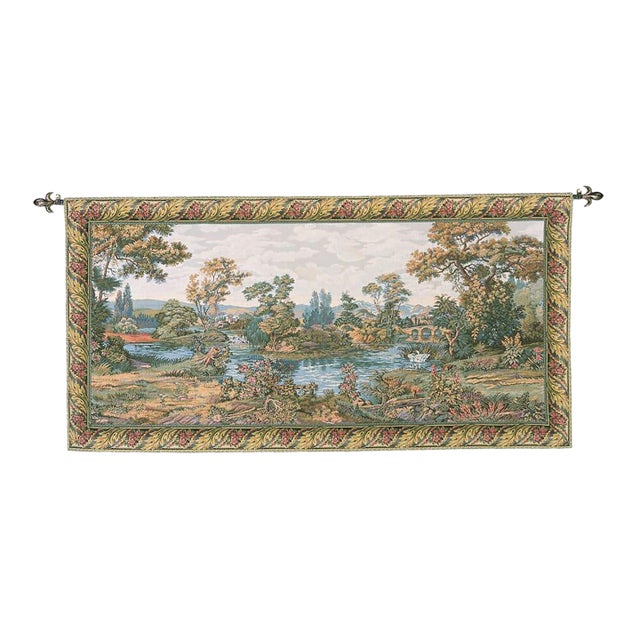 Lakeside Landscape Loom Woven Tapestry - 124 X 220 Cm (4'1" X 7'3") - Requires Rod Size 5 For Sale