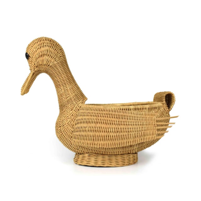 Mid 20th Century Hand Woven Duck Bird Basket For Sale - Image 4 of 10