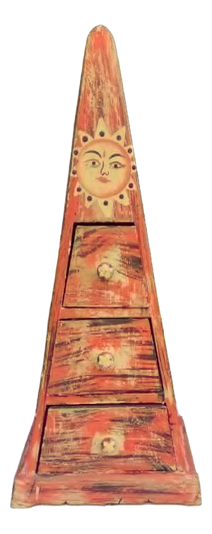Vintage Folk Wooden Cabinet in Pyramid Shape, 1980s