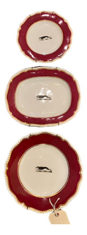 Set of 3 English Staffordshire Whippet China Plates