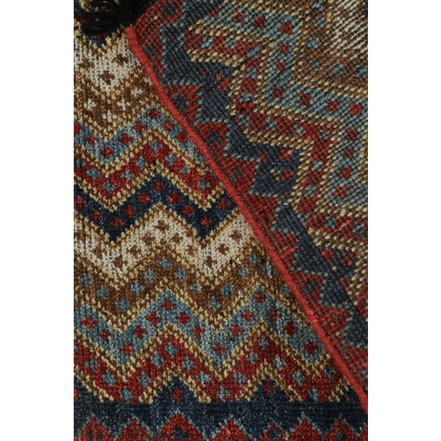 2010s Rug & Kilim’s Antique Tribal Style Rug in Red, Blue and Beige-Brown Chevrons For Sale In New York - Image 6 of 7