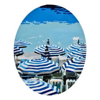 Carole Grandgirard, Parasols Blue Dream Viviane, 2020s, Oil on Canvas For Sale