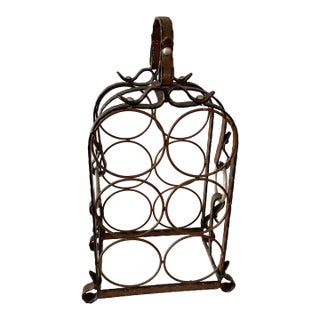 Mid-Century Modern Wine Rack French Wrought Iron 6 Bottle Capacity 1950s-1970s For Sale