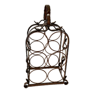 Mid-Century Modern Wine Rack French Wrought Iron 6 Bottle Capacity 1950s-1970s
