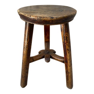 Asian Antique Wooden Three Legged Stool For Sale