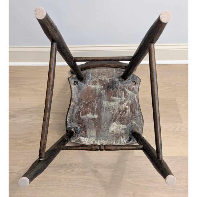 Antique Plank Seat Chair With Half Spindle 19th Century For Sale - Image 10 of 10