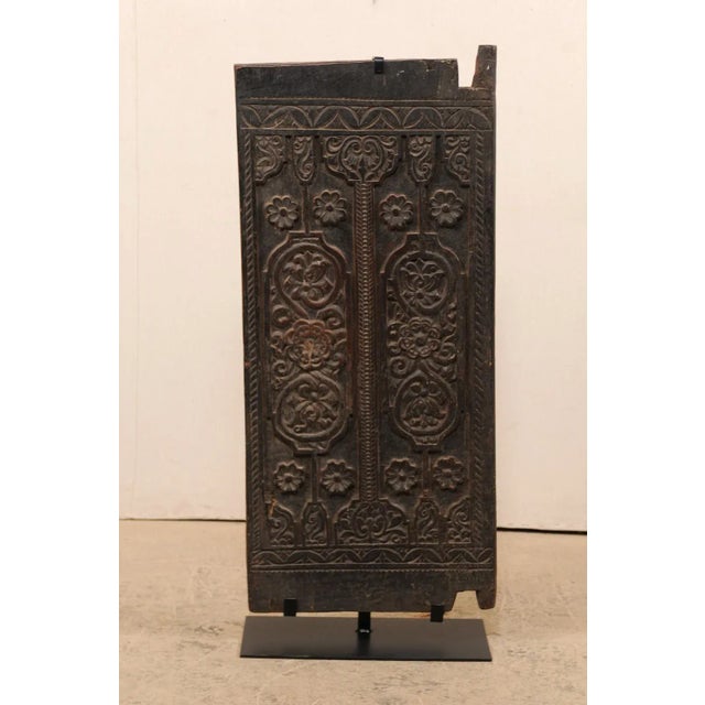 Mid 20th Century Balinese Rice Barn Door on Stand For Sale - Image 4 of 11