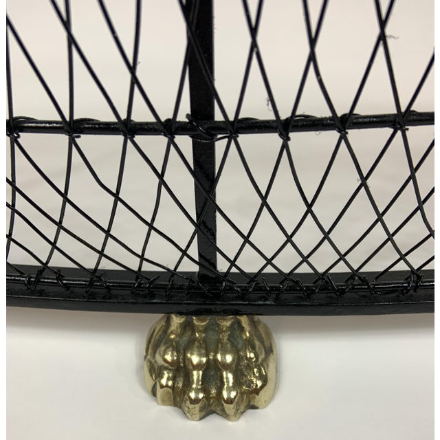 Early 18th Century Vintage Brass and Black Wire English Fireplace Fender For Sale - Image 5 of 6