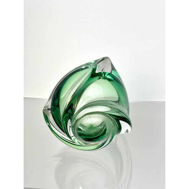 Vintage Green Swirl Murano Ashtray by Val Saint Lambert, 1960s For Sale - Image 4 of 8