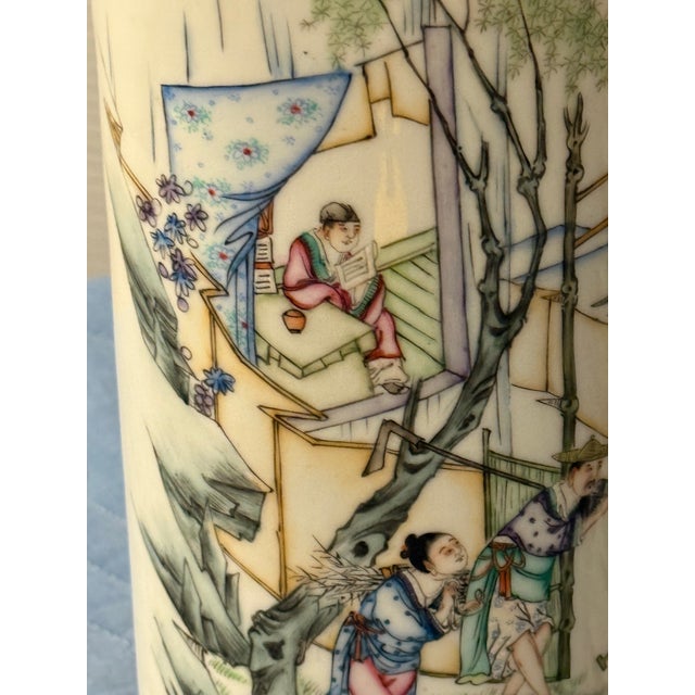 Early 20th Century Chinese Famille Rose Porcelain Hat Stands/Vases, Pair For Sale In San Francisco - Image 6 of 12