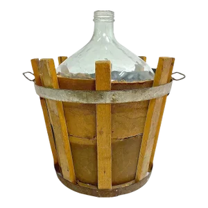Large Demijohn in Slatted Barrel