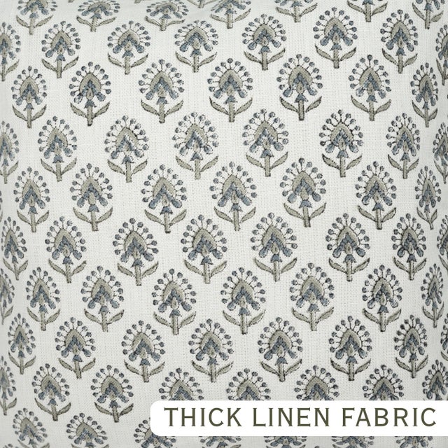 Block Print Boho Frill Pillow Cover Handmade Floral, Double-Sided 14x14 Inch- Gurukul For Sale - Image 4 of 6