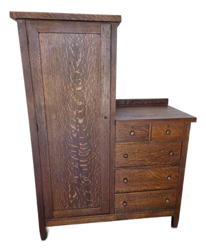 Mission Arts & Crafts Chifferobe Dresser Armoire Combo