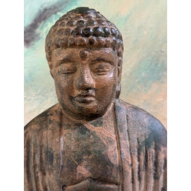 Mid-Century Modern Mid 20th C. Otajiri Japan Cast Iron Seated Buddha Sculpture For Sale - Image 3 of 9