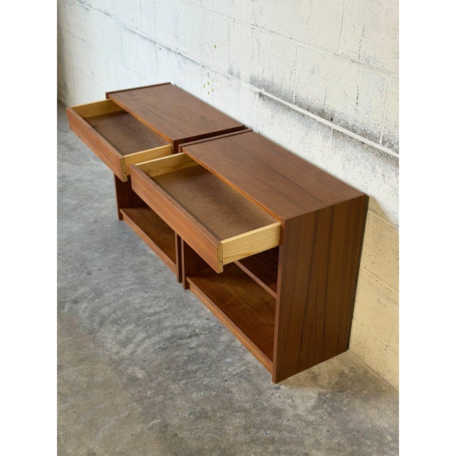 Teak Nightstands Set of 2 With Open Shelves Danish Mid-Century Modern 1960s For Sale - Image 10 of 10