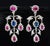 Certified Natural 31CTS VS F Diamond Ruby Sapphire 18K Solid Gold Necklace Earrings Set, set of 3 For Sale - Image 4 of 12