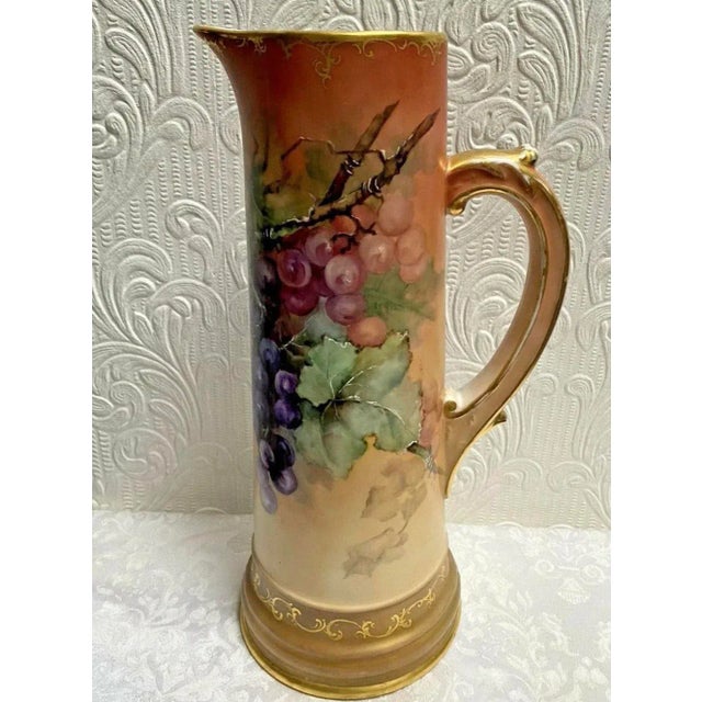 Antique Tv Limoges Hand-Painted Grapes Tankard For Sale - Image 11 of 11