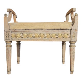 19th Century Swedish Gustavian Painted & Gilded Antique Bench For Sale