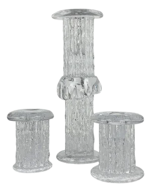Glass Candlesticks by Göran Wärff for Kosta Boda, Sweden, 1970s, Set of 3