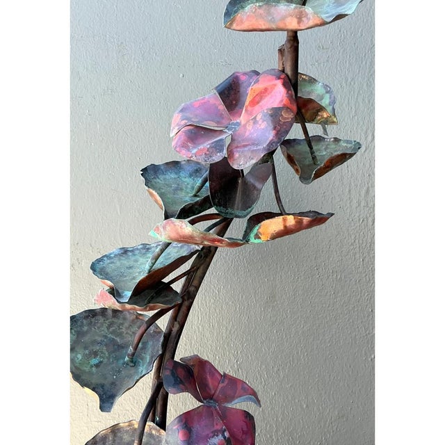 Copper Vintage Patinated Copper Lotus Sculpture For Sale - Image 8 of 12