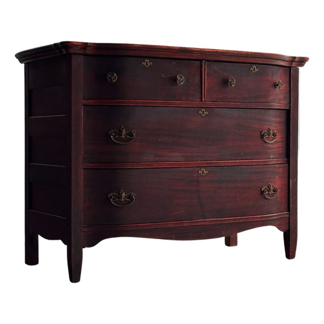 Antique Serpentine Mahogany Chest of Drawers, C. 1890 For Sale