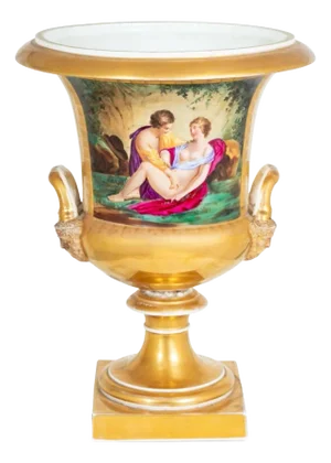 German Porcelain Campagna Urn Vase, 19th C.
