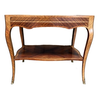 Antique Louis XV Inlaid Parlor Table W Slides France 1880s For Sale