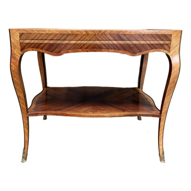 Antique Louis XV Inlaid Parlor Table W Slides France 1880s For Sale