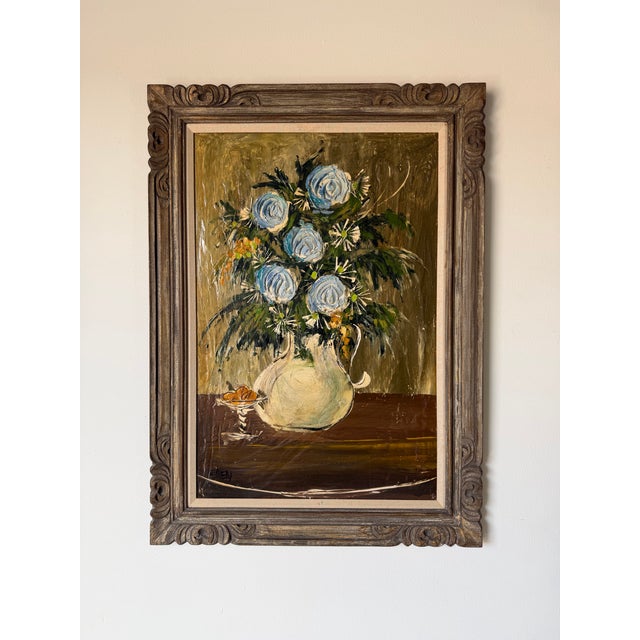1970s Etta Benjamin Cien (American, 1924-2009) Impressionist Heavy Impasto Floral Still Life Oil on Masonite Painting, Framed For Sale - Image 4 of 12